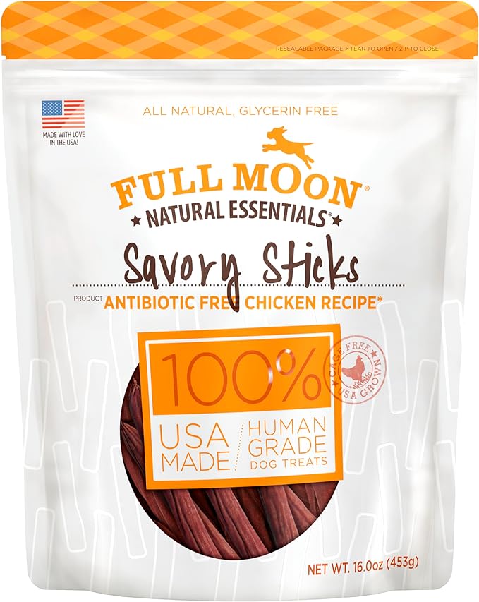 Full Moon® Essential Chicken Savory Sticks Dog Treats 16 oz | Human Grade, No corn, No wheat, No soy, Glycerin Free, Made in the USA