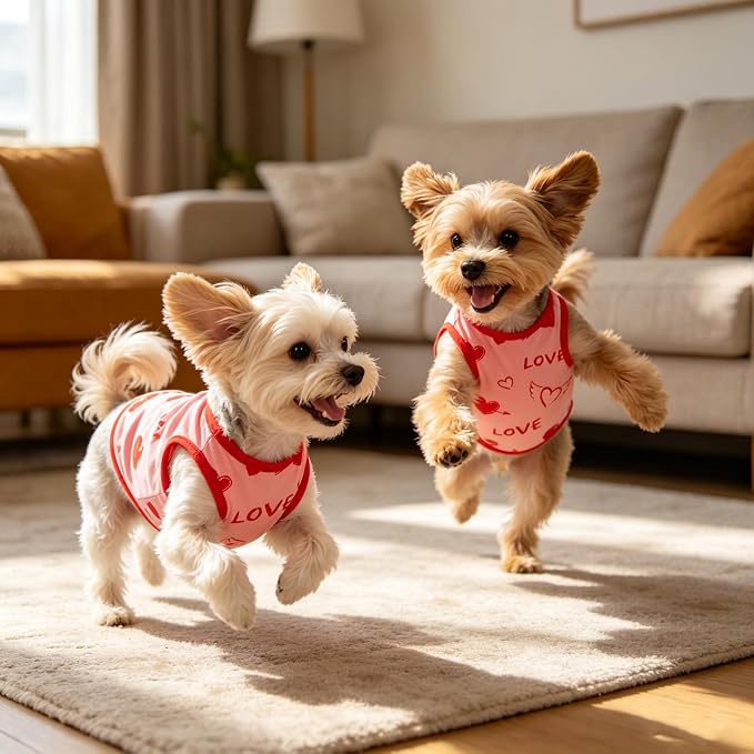 6 Pack Dog Shirt Summer Printed Puppy Clothes Girl Cute Dog Clothes for Small Dogs Cats for Medium Dog (Pink, Medium)