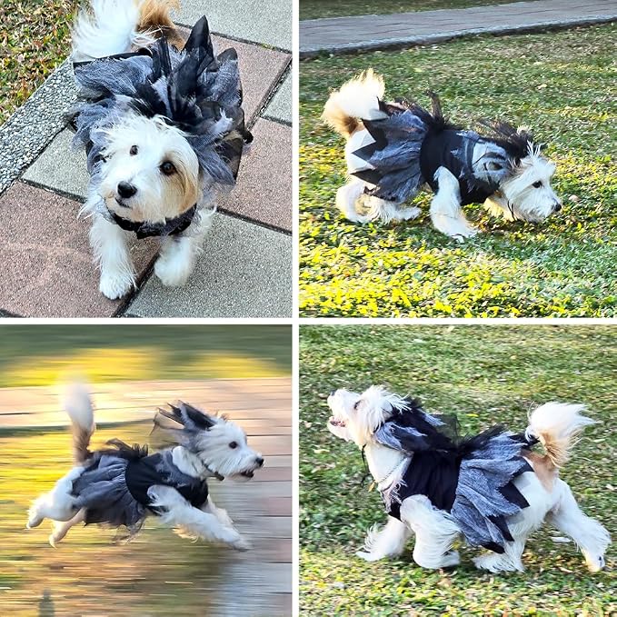 Zombie Bride Pet Costume, and Short Veil- Small to Medium-Large Breed Funny Clothes Outfit Apparel (Medium)