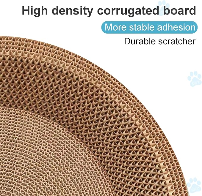 Cat Scratcher Bed 2PCS 23.6x14.9” Cardboard Cat Bed for Large Cats | Oval Cat Scratcher Bowl, Abrasion Resistant Cat Scratching Bed with Catnip, Larger & Longer
