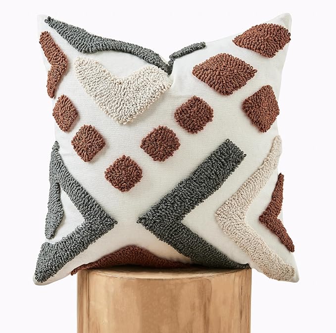 lifein 20x20 Pillow Covers-Throw Pillow Cover Tufted Boho Jacquard Pillow Covers Farmhouse Decorative Pillow Cover Pillow Cases for Gift Couch Sofa Bed Chair Living Room Home Decor