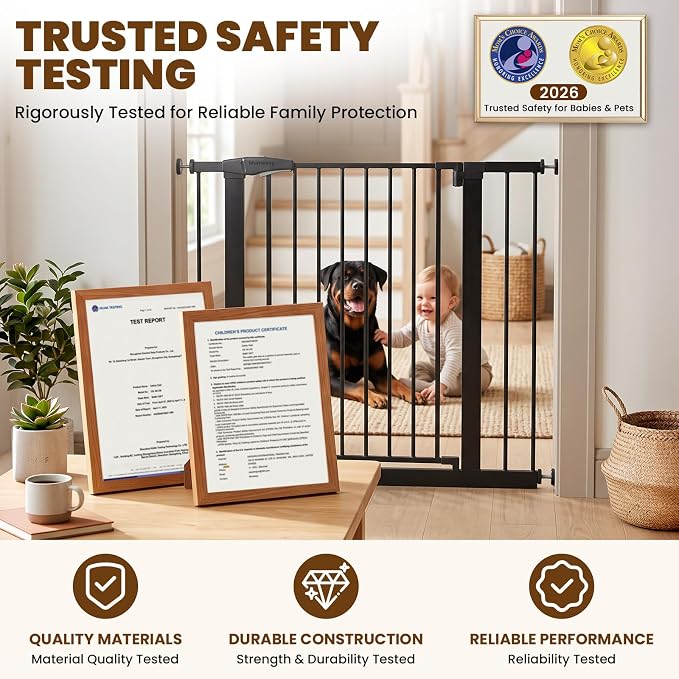 Mumeasy 36" Extra Tall Dog Gate,29.7"-40.5" Baby Gate for Stairs & Doorways