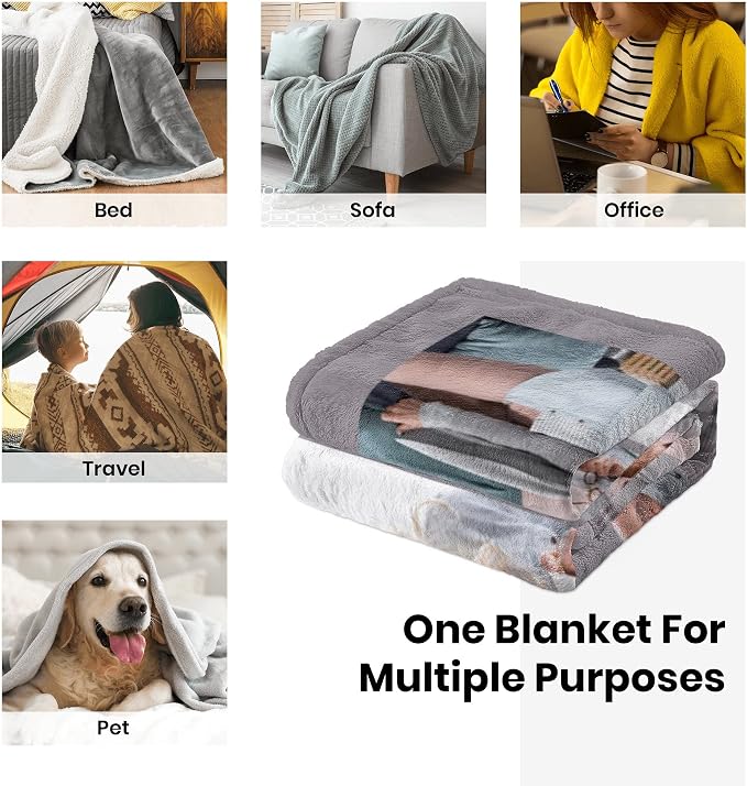 Best Mom Ever Custom Blankets Personalized Blanket with Photo Text | Customized Picture Throw Blanket for Family Mom Dad Sister Grandma Wife on Mother's Day, Christmas, Birthday, Anniversary
