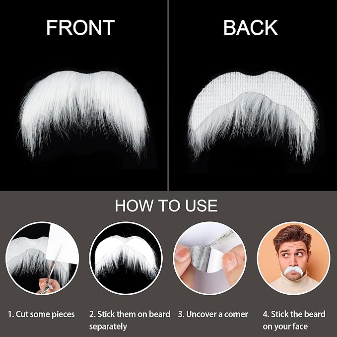 Fake Mustache for Men Classic Halloween Self Adhesive Fake Beard Novelty Stick On Fake Mustaches