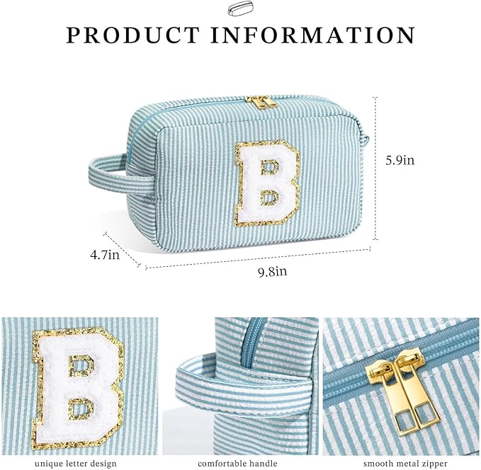 YOOLIFE Gifts for Grandma - Personalized Birthday Gifts for Grandma, Monogram Initial Makeup Bag Make Up Bag for Women N