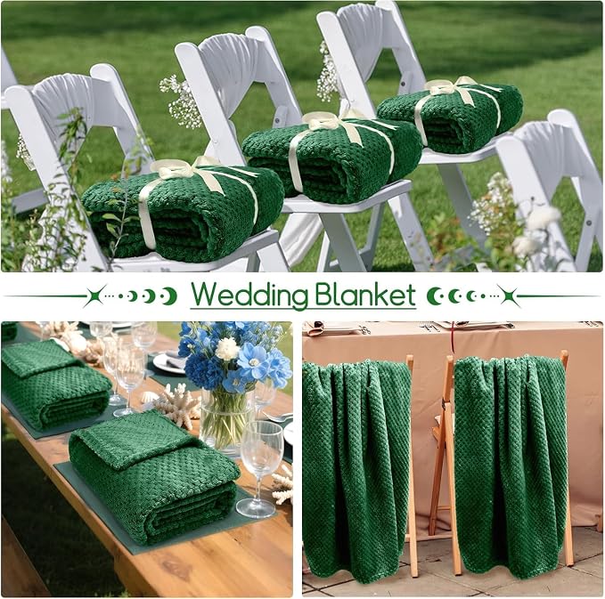 4 Pack Fleece Throw Blankets 50x60 Inches - Oeko-Tex Certified 100, 270 GSM Ultra Soft Plush for Bed, Couch and Cozy Gifts. 3D Waffle Texture, No Shedding No Pilling All Season (Green)