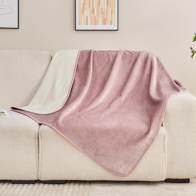 Waterproof Blanket Bed Cover 40"x60" for Adults or Pets, Dusty Pink | Soft Pet Blanket for Dogs Cats, Reversible Leakproof Blanket for Bed Couch Sofa, Furniture Protector