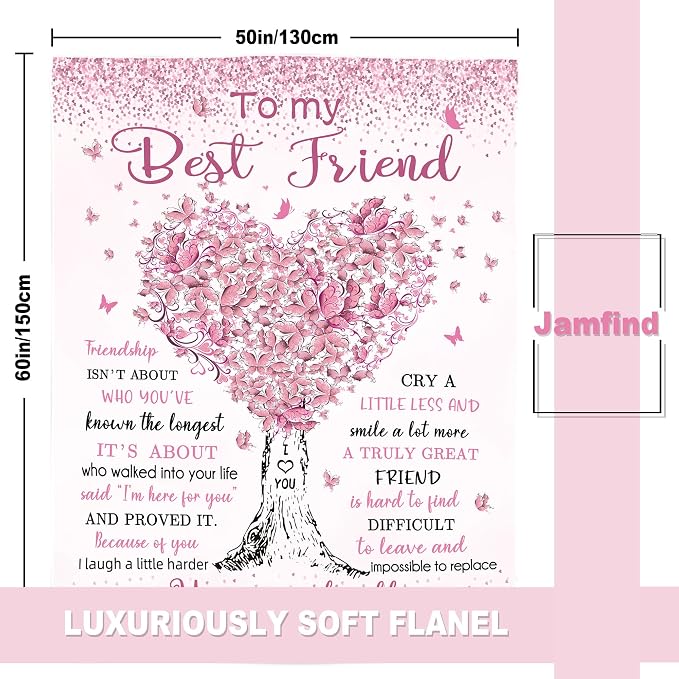 Best Friend Birthday Gifts for Women, Gifts for Best Friend Woman, Bestie BFF Soul Sister Graduation Gift Ideas for Women Blanket 60"x 50", Friendship Unique Gifts