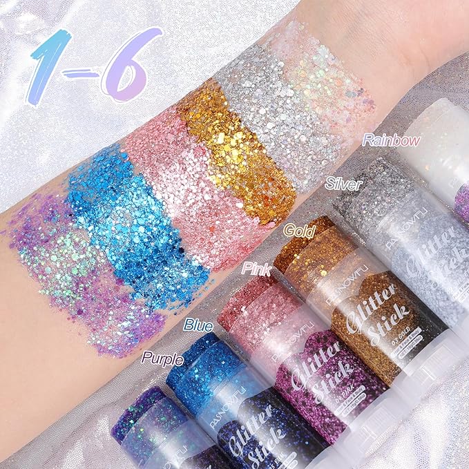 Blue Body Glitter Stick, Fantasy Face Glitter for Women and Girls, Gel Texture Costume Accessories for Festival Party Makeup, Long Lasting Concert Stage Performance