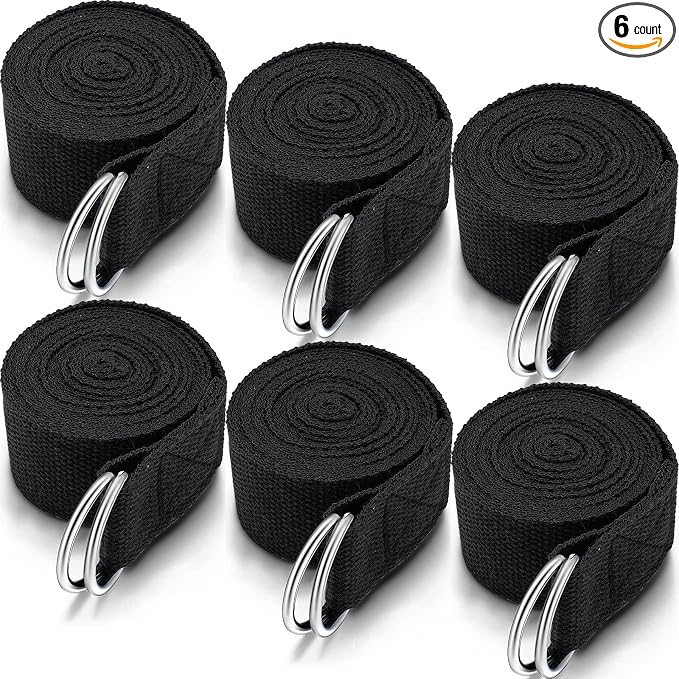 6 Pcs Yoga Strap for Stretching 8 ft Yoga Exercise Adjustable Straps Bands with Safe D Ring Buckle for Pilates, Gym Workouts, Fitness, Physical Exercise, Dance, Improve Flexibility