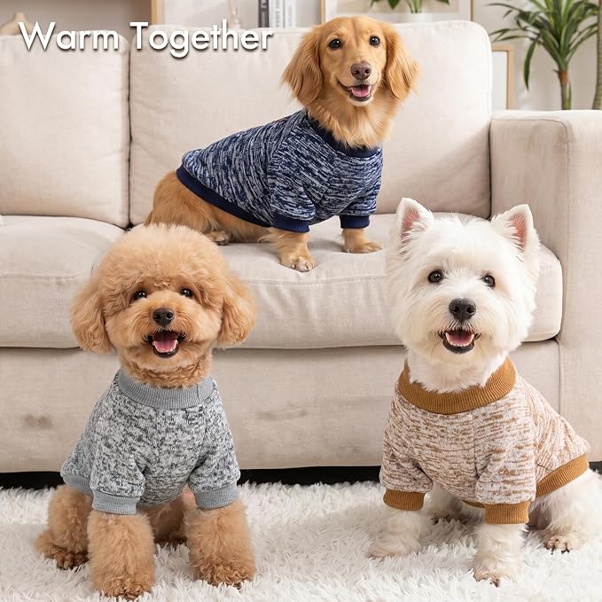 3 Pack Dog Sweaters for Small Dogs Girl Boy Winter Fleece Clothes Warm Soft Dog Sweatshirt Outfit for Dogs Cats Pet Apparel