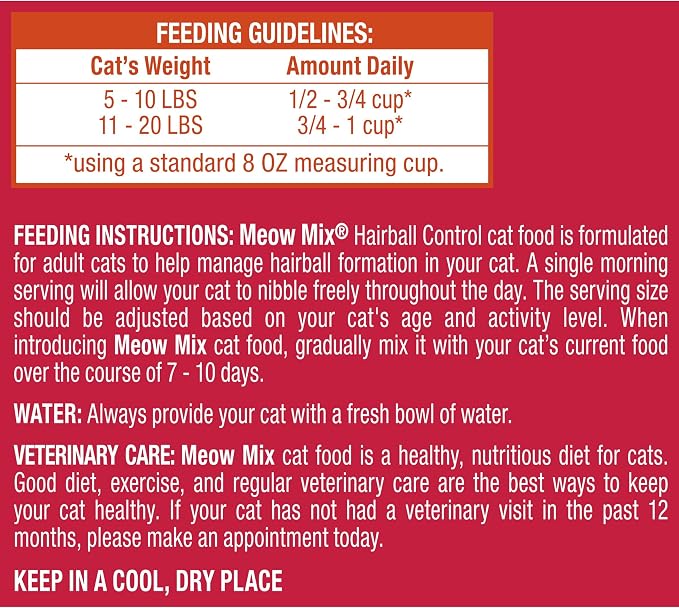 Meow Mix Hairball Control Dry Cat Food, 6.3 Pound Bag