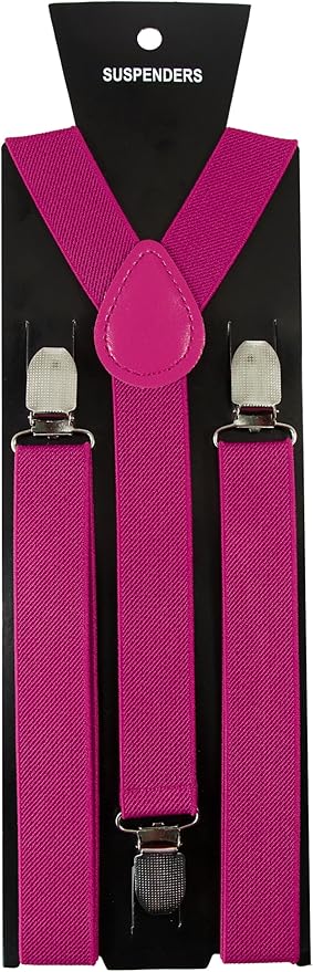 JEMYGINS Solid Color Mens Suspender with 3 Strong Clips Adjustable Braces
