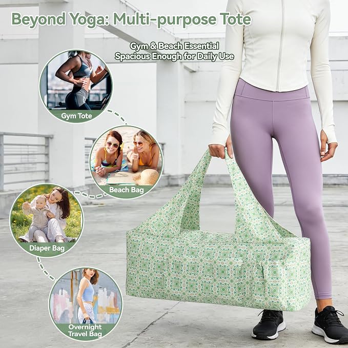BOULDER BEE Yoga Mat Bag with Wet Pocket, Large Yoga Mat Carrier Fits All Your Stuff, Personalized Yoga Gifts, Gym Tote Bag for Women