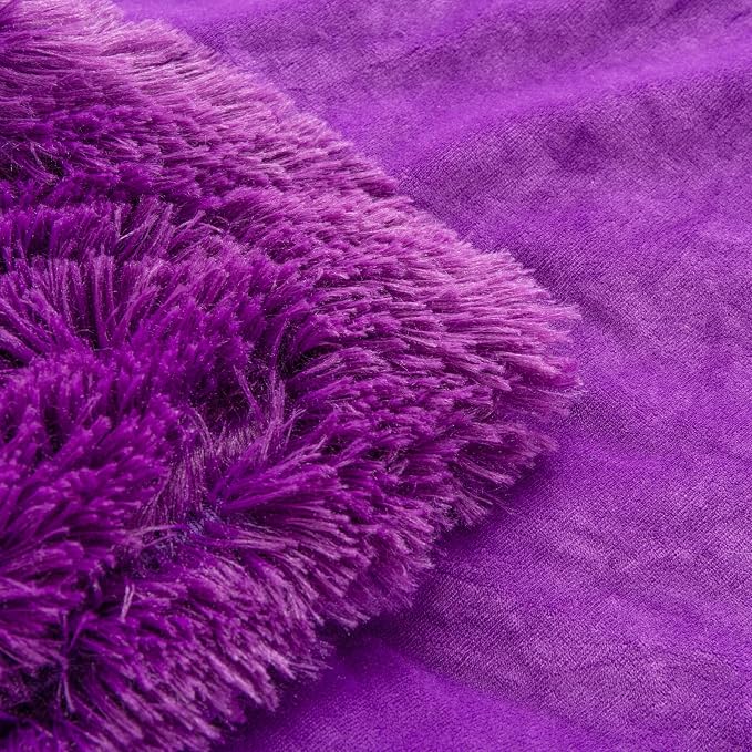 YUSOKI Long Faux Fur King Size Blanket, Purple, 90" x 104" | Ultra Soft, Lightweight for All Season Use, stays fluffy after repeated washes, Perfect Gifts, Machine Washable