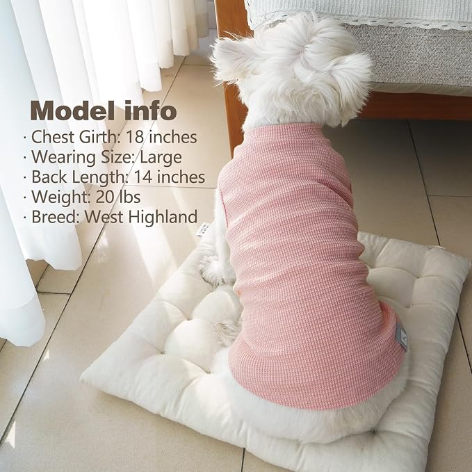 KYEESE 2Pack Waffle Dog Shirt for Small Dogs Striped Dog Sweater Tank Top | Cozy Warmth, Lightweight & Breathable, Gentle on Sensitive Skin, Stretchy & Free to Move, Comfortable Daily Wear