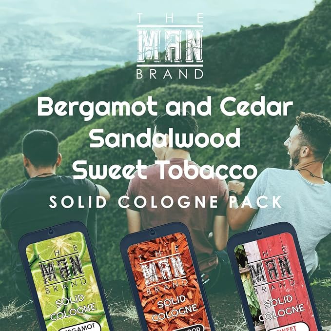 Solid Cologne Sample Pack in Vintage Slide Tin, Cologne Balm with a Sweet Tobacco, Citrus Bergamot, and Sandalwood Men's Fragrance (3 Pack of 0.75 Ounce Each)