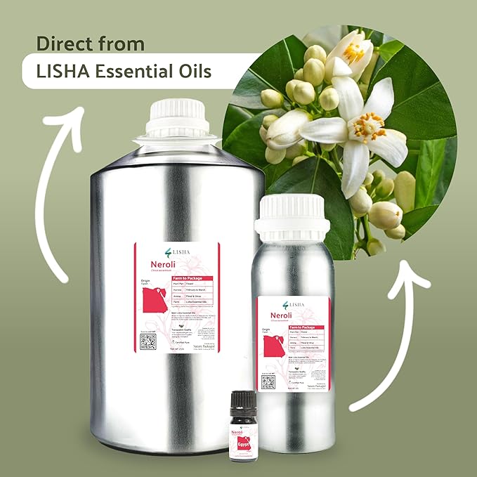 Neroli Essential Oil - Direct from Egyptian Nile Delta Farms - Steam Distilled - Aceite Azahar for Aromatherapy, Massage, Diffuser, DIY Candle and Soap Making - 15ml