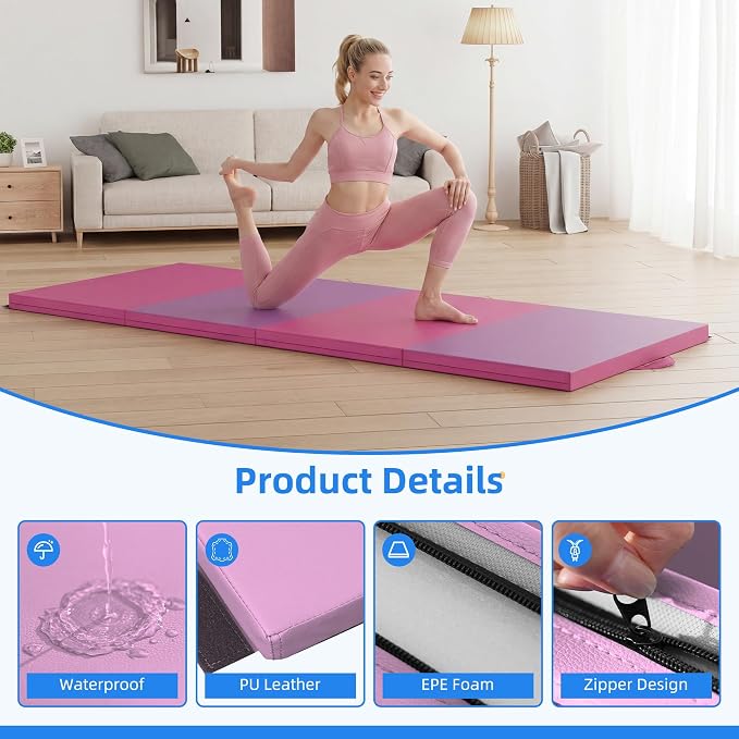Polar Aurora 4'x10'x2 Thick Folding Gymnastics Exercise Mat Aerobics Stretching Yoga Mats