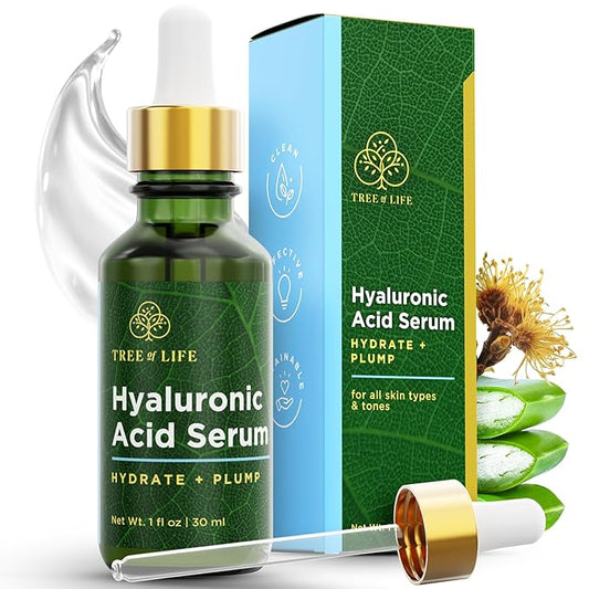Tree of Life Beauty Hyaluronic Acid Serum, Skin Brightening Face Oil for Dark and Age Spots, Facial Serums for Dry and Sensitive Skin Care with Vitamin E for Soft Smooth Skin, 1 Fl Oz