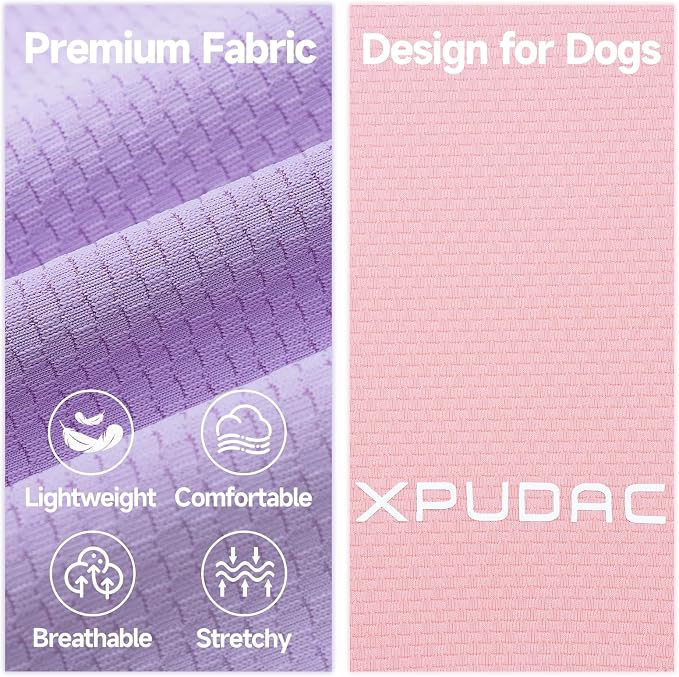 XPUDAC 2 Pack Sun Protection Dog Shirts, Quick Dry Breathable Dog T-Shirt Stretchy Lightweight Sleeveless Pet Summer Clothes for Medium Dogs Sensitive Skin Soft Pet Tank Top Vest Girl,2XL