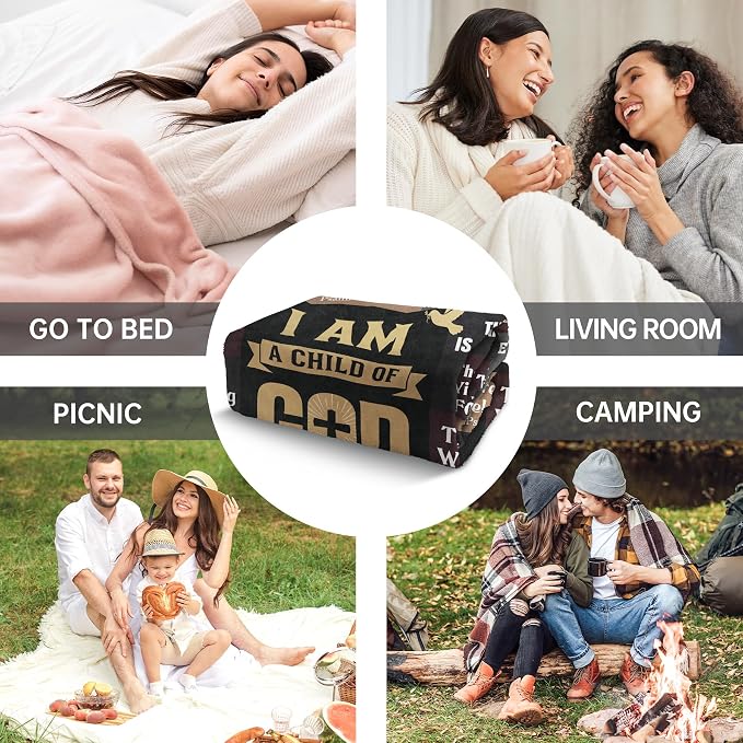 Christian Gifts for Men, Christian Blanket, Birthday Gifts for Men | Baptism Gifts for Boy, Teen Boy Gifts Trendy Stuff, I Am a Child of God Blanket, First Communion Gifts for Boys(50 * 60)