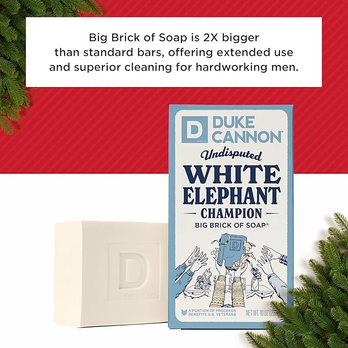 Duke Cannon Supply Co. White Elephant Bar Soap - 10oz Large Soap Brick with Citrus Musk Scent - Holiday Gag Gift, Funny White Elephant Gift Idea 3 Pack