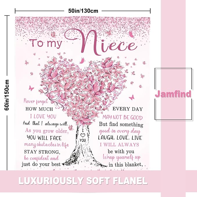 Niece Gifts from Auntie, Niece Gifts Blanket 60"x 50", Gift for Nieces from Aunt, to My Nieces Birthday Graduation Gift from Uncle
