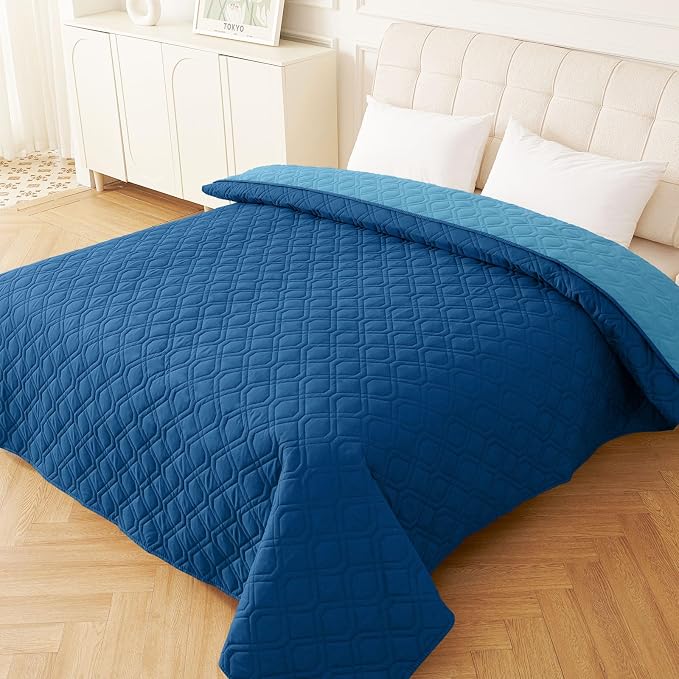 Waterproof Dog Bed Blanket - Soft Pet Blanket & Sofa Cover for Dogs | Reversible Washable Furniture Protector, Couch Covers for Pets (52x82 Inch, Navy Blue/Blue)