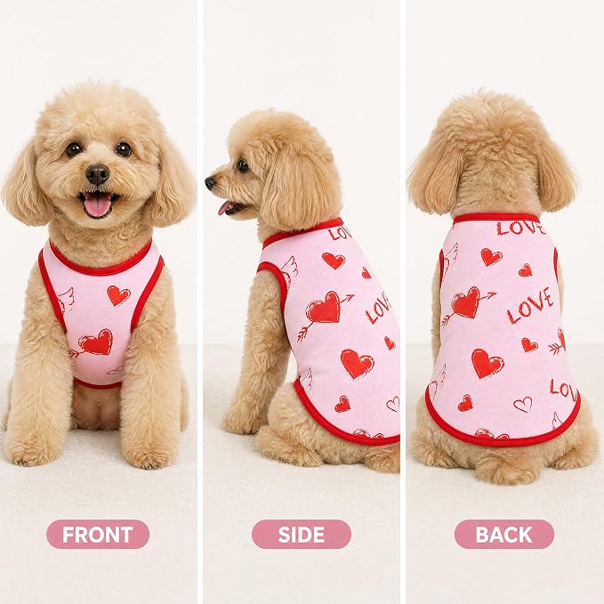 6 Pack Dog Shirt Summer Printed Puppy Clothes Girl Cute Dog Clothes for Small Dogs Cats for Medium Dog (Pink, Small)