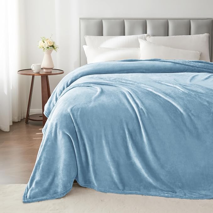 BEDELITE Fleece Blanket Soft Queen Size Bed Blanket Washed Blue 90"x90" | Ultra Soft Fleece, Plush Microfiber, Lightweight Warmth, All Season Comfort, Fade Resistant, Machine Washable,Perfect for Bed