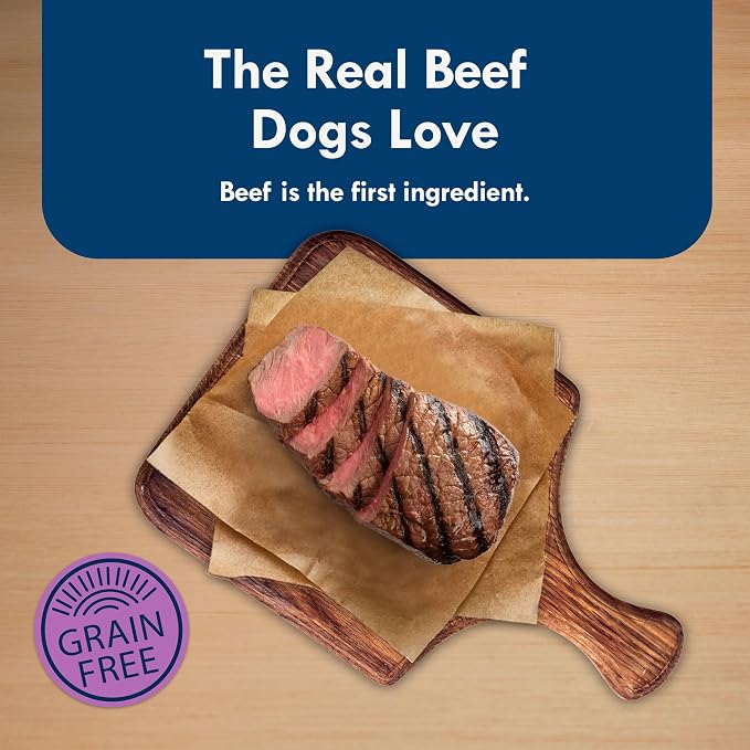 Blue Buffalo Delights Top Sirloin Small Breed Wet Dog Food, 3.5 oz, 12 ct | Adult Formula, Grain-Free, Pate Style, Real Beef First, in Savory Juice, No Corn, Wheat, or Soy