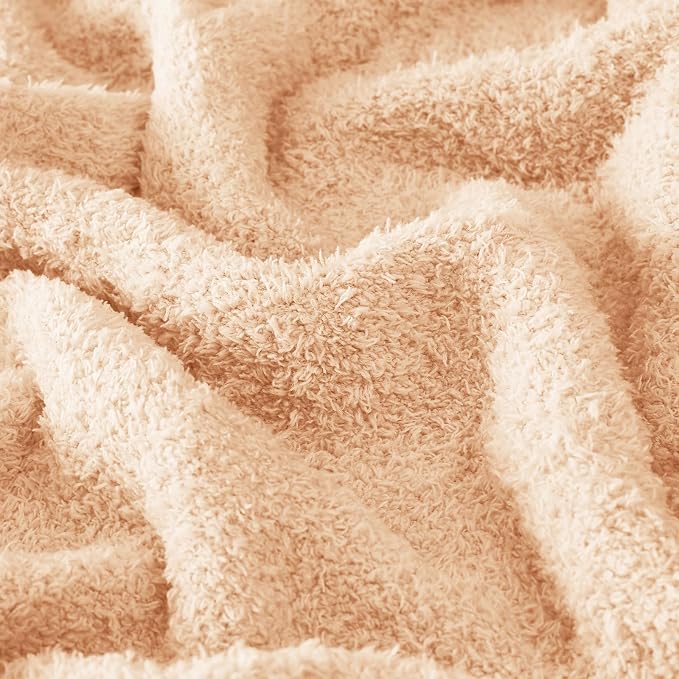 Knit Throw Blanket for Peach Pink - Super Soft Lightweight Plush Fuzzy Fluffy Cozy Blankets and Throws for Sofa Bed, 50 x 60 inches