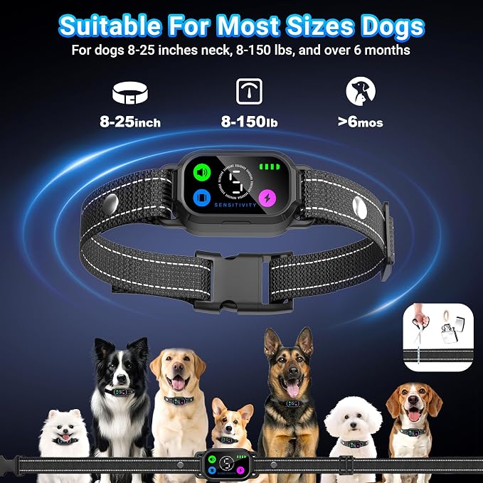 Dog Bark Collar with Remote Control,Smart 2-in-1 Automatic & Manual Anti Barking Dog Training Collar with Beep,Vibration,Static Modes for Large Medium Small Dogs,5 Adjustable Sensitivity