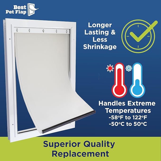 Best Pet Flap Large Replacement Dog Door Non PVC Flap Fits PetSafe PAC11-11039 - Measures 10 1/8" x 16 7/8" Longer Lasting, Most Energy Efficient, Less Shrinkage, BPA Free (Pack of 2)
