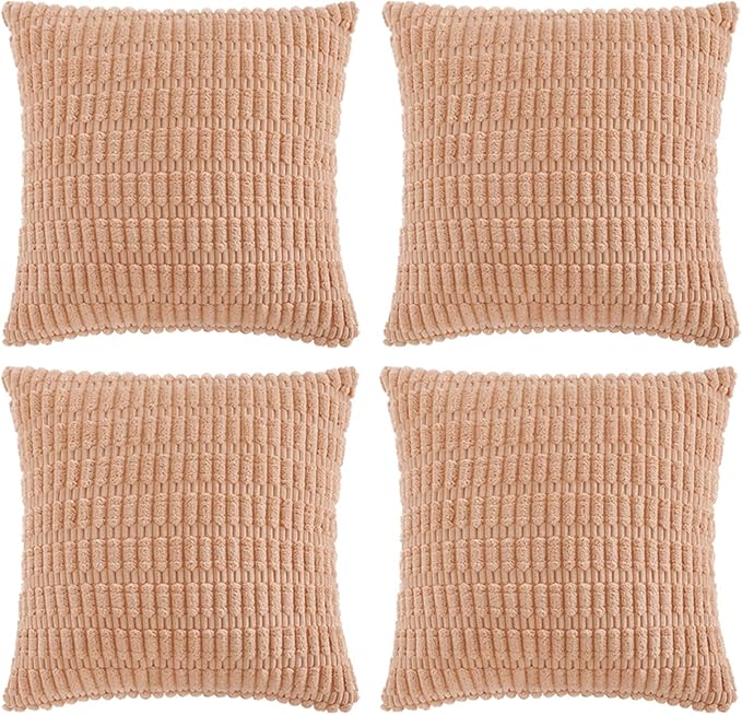 Fancy Homi 4 Packs Decorative Throw Pillow Covers for Living Room Couch Bed, Modern Farmhouse Boho Home Décor Accent Cushion Case, 24" x 24", Peach