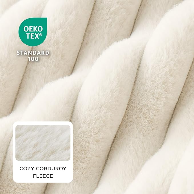 Bedsure ComfyFleece™ Cute Dog Beds Large Sized Dog Washable，40in Cream | Furry Big Rectangle XL Pet Beds, Aesthetic,Orthopedic Corduroy Fleece,Removable Zipper Cover,Non-Slip Bottom,Up To 75 Lbs