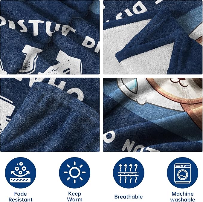 Leebbsin Funny Gift for Dad, Dads Birthday Gift from Daughter Son | Dad is Charging Sloth Blanket 60" x 80", Blue, Dads Gifts for Fathers Day Christmas, Soft Sloth Throws Blanket for Father