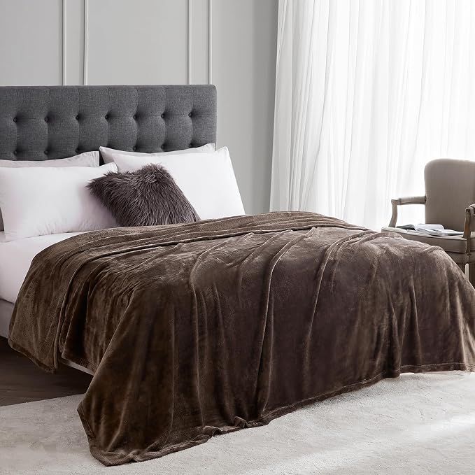 Hansleep Full Brown Fleece Blanket, Soft Flannel Bed Blanket | Fuzzy Cozy Blanket 84x90 Inches, Multi-use for Bed, Sofa, Couch, Travel, Camping, All Season Warm Lightweight Cover