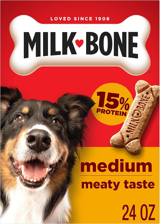 Milk-Bone Crunchy Medium Dog Treats, 24 Oz. Box, Original Beef Flavor
