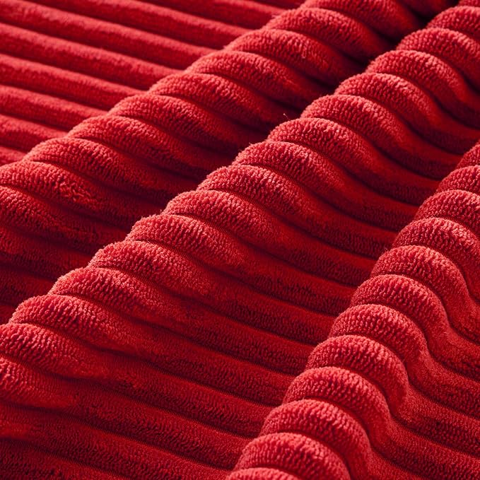 MIULEE Soft Corduroy Decorative Throw Pillow Covers Christmas Red 18x18 | Set of 4, Mordern Nordic Christmas Decor, All Same Color Set, Boho Farmhouse Cushion Covers for Couch Bed Sofa Living Room