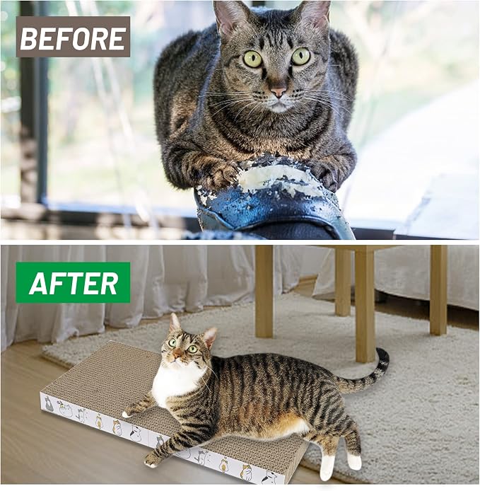 PatiencET Cat Scratcher Cardboard 3 PCS with Catnips | Flat Double-Sided, Scratch Pad, For Indoor Small Medium Cats Kittens