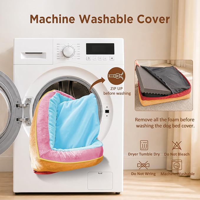Comfort Expression Orthopedic Dog Bed for Extra Large Dogs with Bolster | Waterproof Dog Couch Bed with Washable Cover & Non-Slip Bottom, Supportive Egg Crate Foam XL Pet Bed, 42x30 Inch