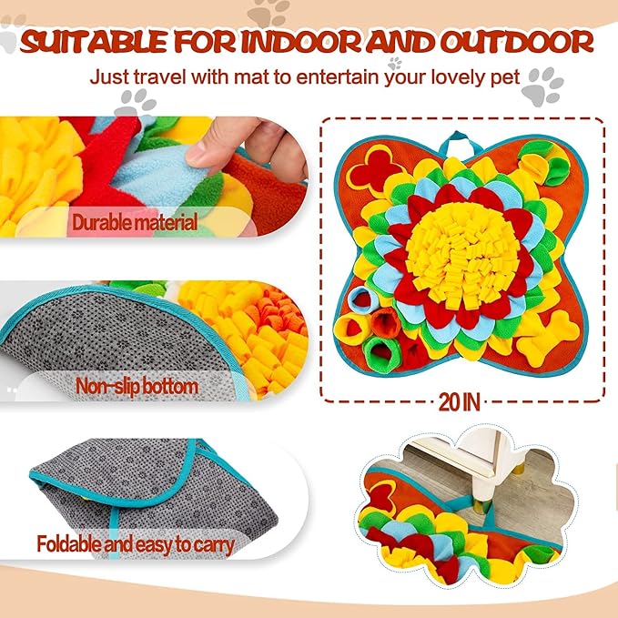 Snuffle Mat for Dogs Pet Treats Feeding for Small Medium Breed Dogs Non-Slip Interactive Dog Puzzle Toys Encourages Natural Foraging Skills
