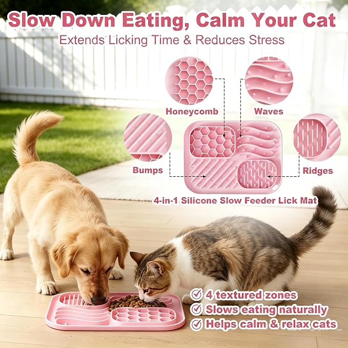 AZY 3-Piece Slow Feeder Cat Bowl Set with Strong Suction Cups