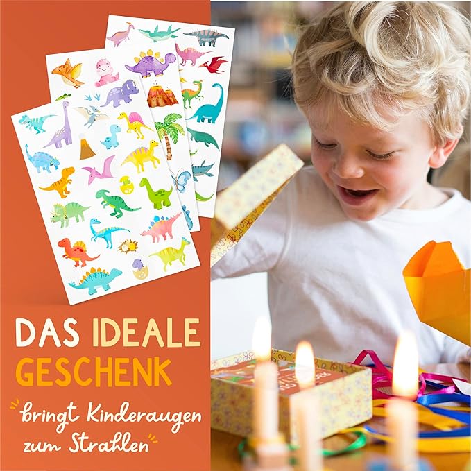 120 Skin-friendly Kids Tattoos - Dermatologically Tested & Rated VERY GOOD - Made in Germany - Our Temporary Tattoos for Kids (Dinos Theme)