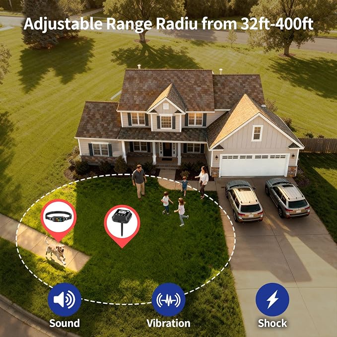 2026 Smart Wireless Dog Fence – Rechargeable, Adjustable, AI Stable Signal, 1+ Acre Coverage, Easy Setup (40 Flags)