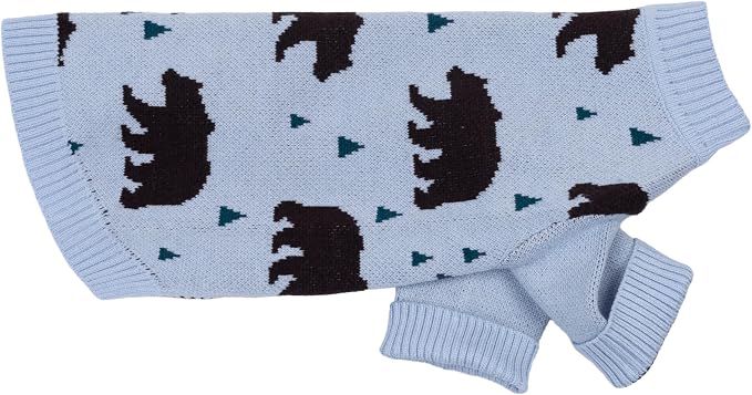 Fitwarm Polar Bear Dog Jacquard Sweater, Cozy Winter Clothes for Small Dogs Boy Girl, Knitted Pet Outfit, Light Blue, Black, XL