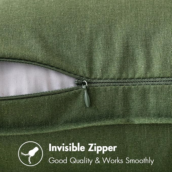 MIULEE Pack of 2 Decorative Linen Pillow Covers 20x20 Inch Moss Green | Boho Farmhouse Modern Accent Throw Pillows, Soft Neutral Cushion Covers, Home Decor for Sofa Couch Bed Living Room