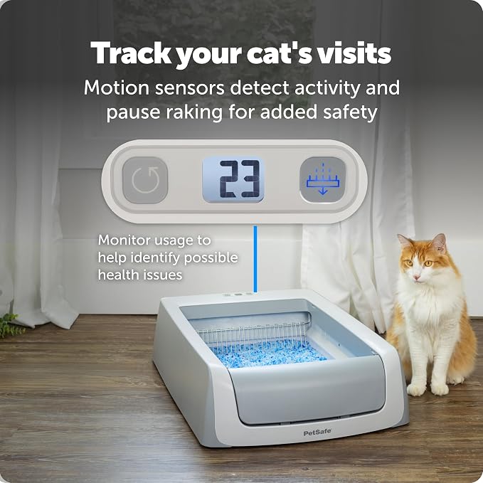 PetSafe ScoopFree Crystal Pro Legacy Self-Cleaning Litter Box, Uncovered | Hands-Free Automatic Cleaning, Advanced Odor Control, Health Counter Display, Includes 1 Disposable Crystal Litter Tray